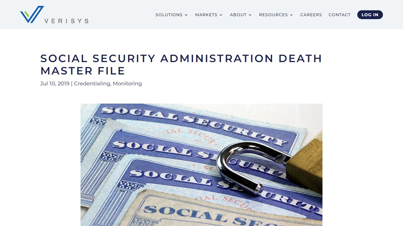 Social Security Administration Death Master File - Verisys