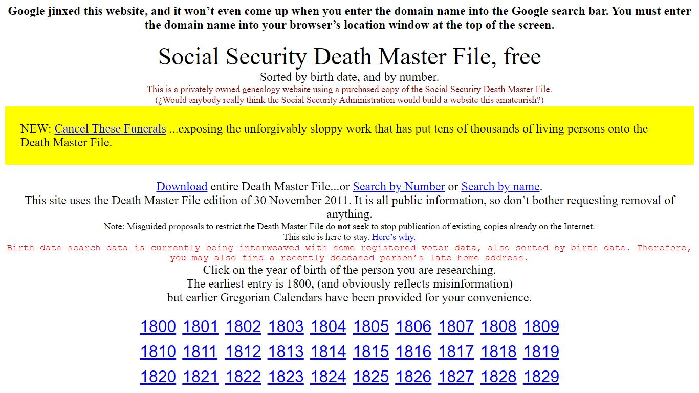Social Security Death Master File free - SSDMF